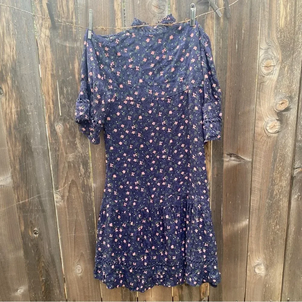 Apiece Apart Navy Floral Midi Dress size 0